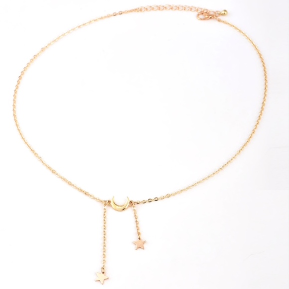 Gold Color Stars and Moon Tassel Necklace - Picture 2 of 3
